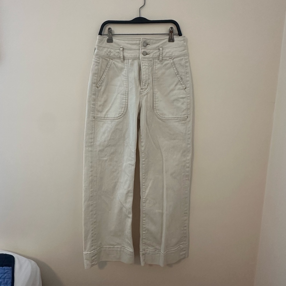 Veronica Beard Cream Flare Jeans